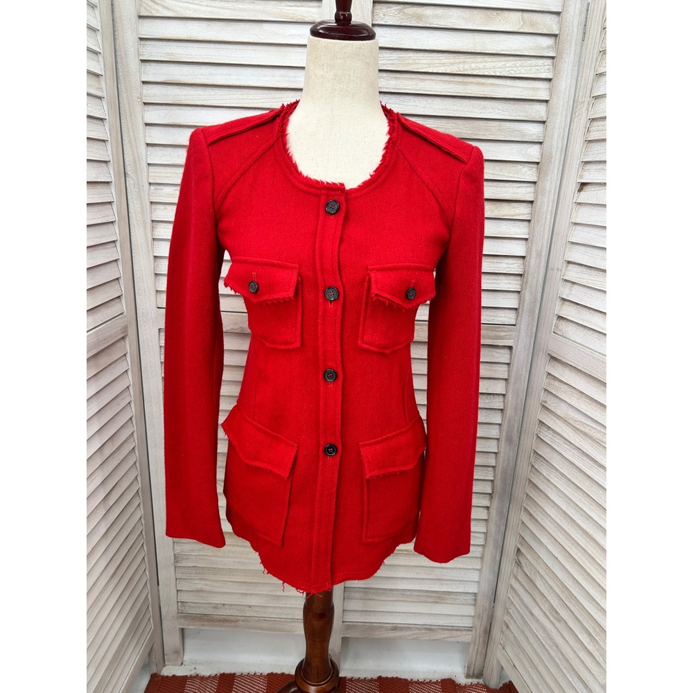 Isabel Marant Etoile Wool Military Jacket Size 36 XS Red Old Money Workwear